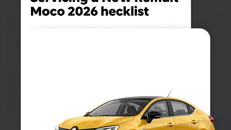 Современная иллюстрация автомобиля Renault на техническом обслуживании в сервисе для статьи о чек-листе 2026 года