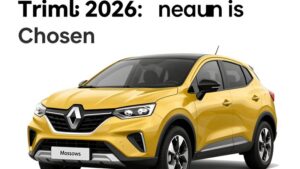 Современная иллюстрация трендов автомобильного рынка Москвы 2026 года для сайта по продаже новых Renault